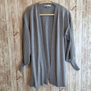 Women's Sioni Milano Grey Cardigan with Pleated Sleeves Size M